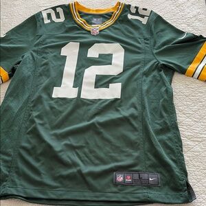 Nike NFL on field Green and White Green Bay Rodgers Jersey with Number 12 size L